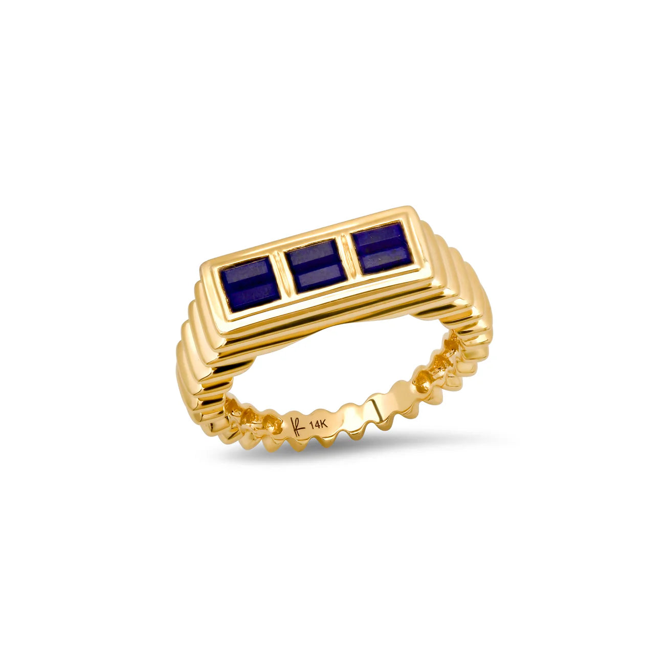 Fluted Colorblock Ring in Lapis