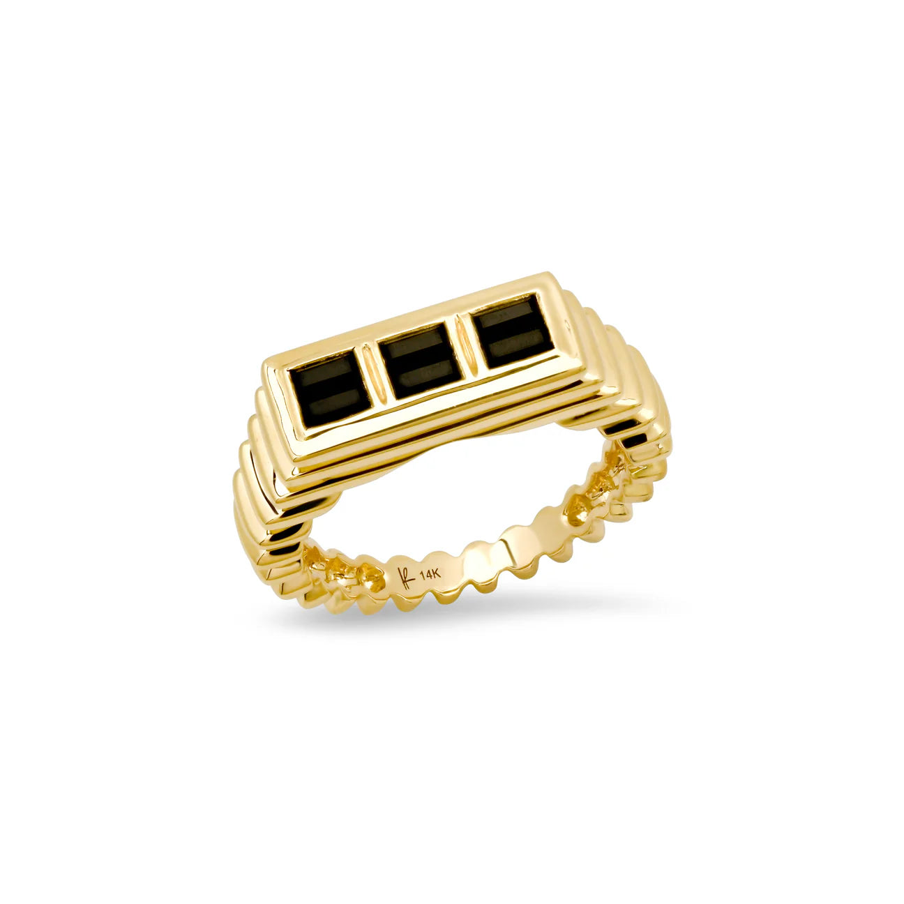 Fluted Colorblock Ring in Onyx