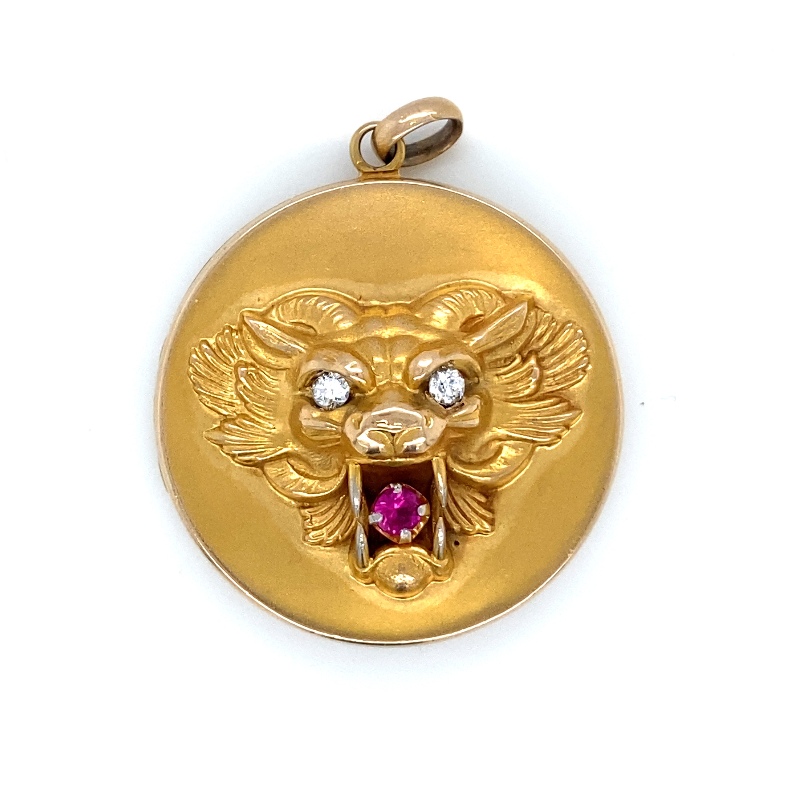 Vintage antique gold lion locket