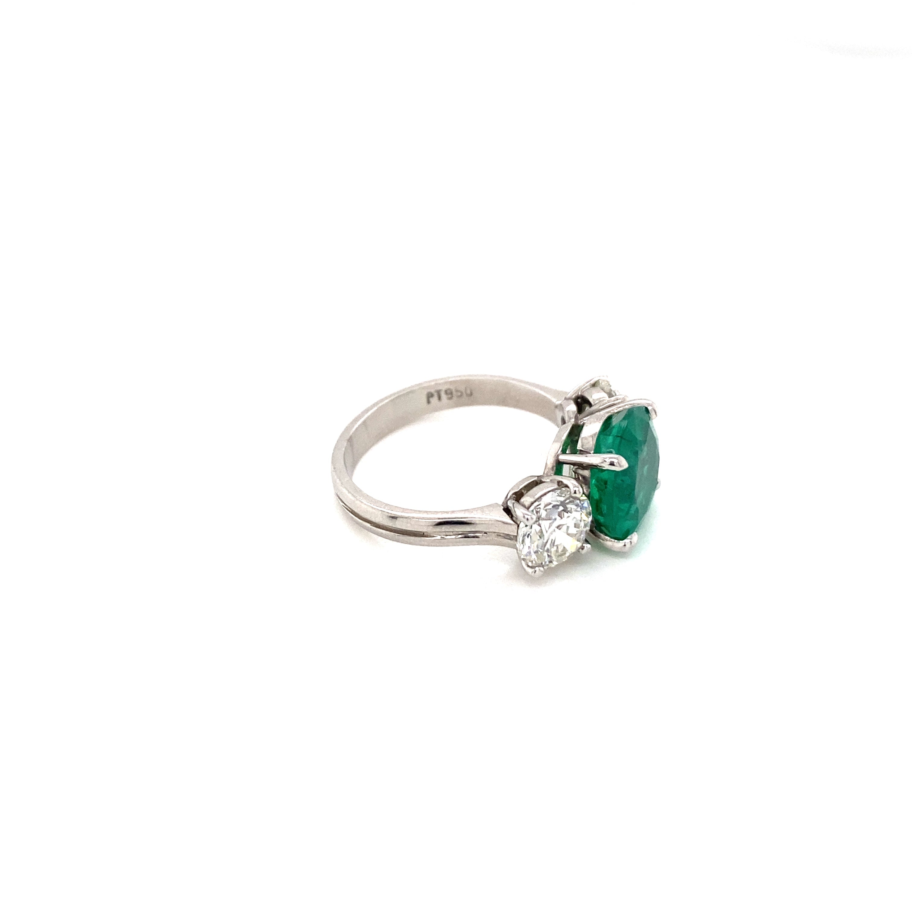 Vintage Zambian Emerald and Diamond Ring