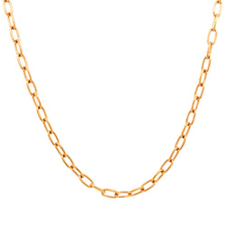 SMALL SOLID ROUNDED PAPERCLIP CHAIN NECKLACE - ROSE GOLD