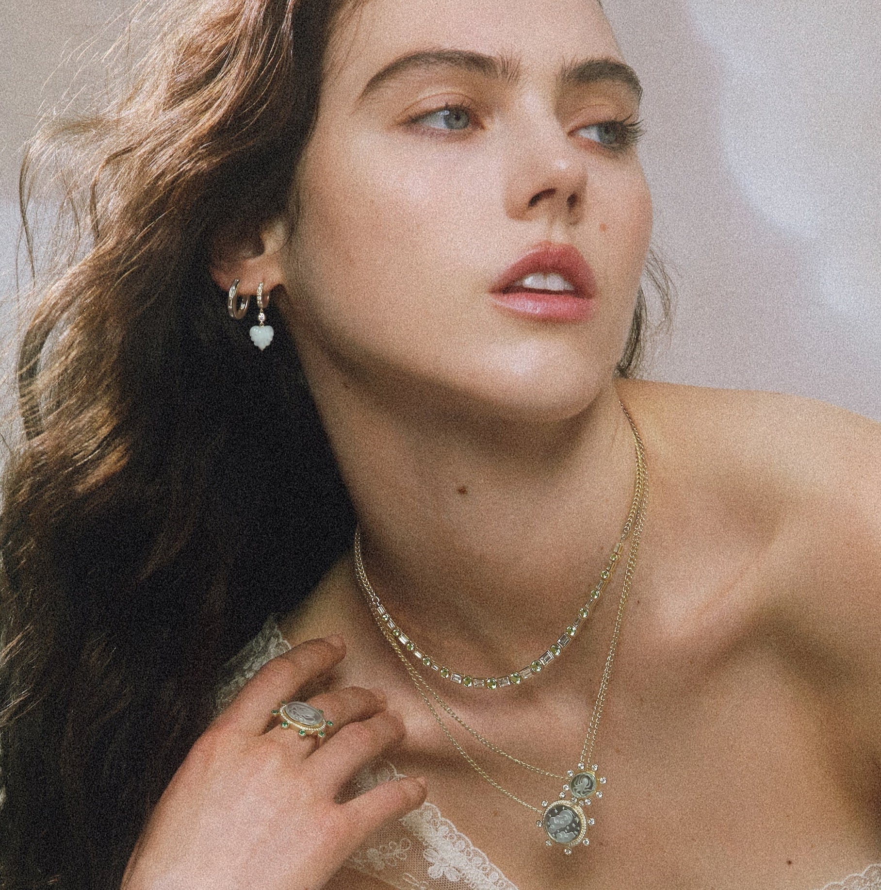 Huggie hoops - rainbow moonstone