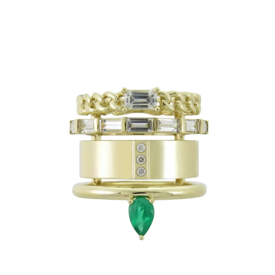 Type Stack Emerald Ring