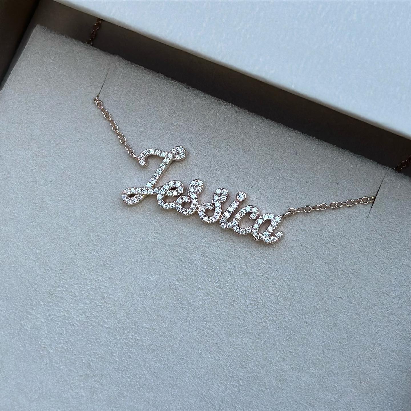 14k Gold Diamond Nameplate Necklace