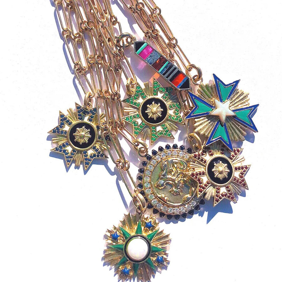 14K Gold Emerald & Enamel Florence Charm