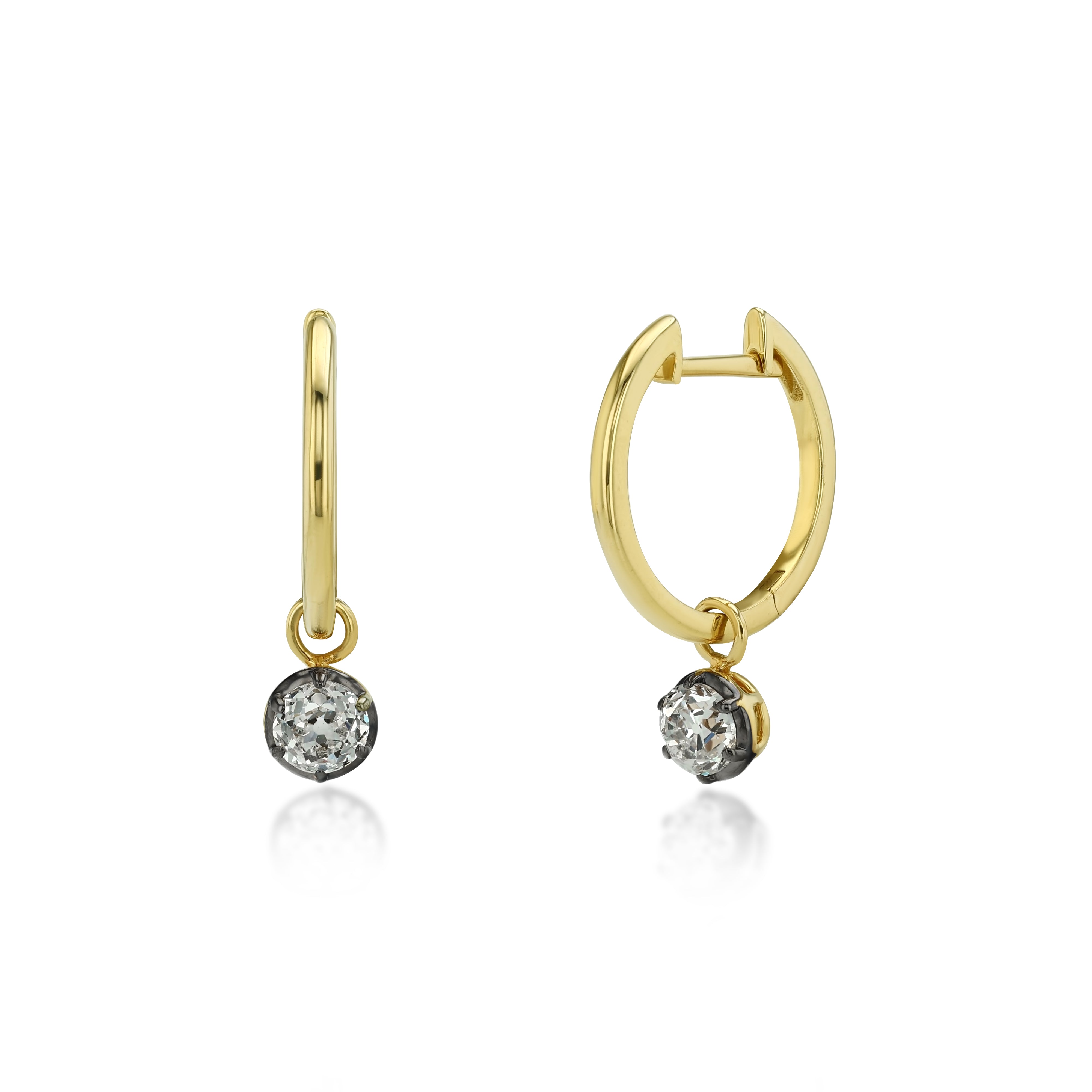 One Diamond Drop Hoops - Petite