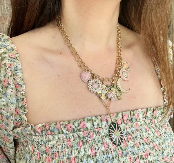 14K Gold Gemstone Pearl & Diamond Reid Charm