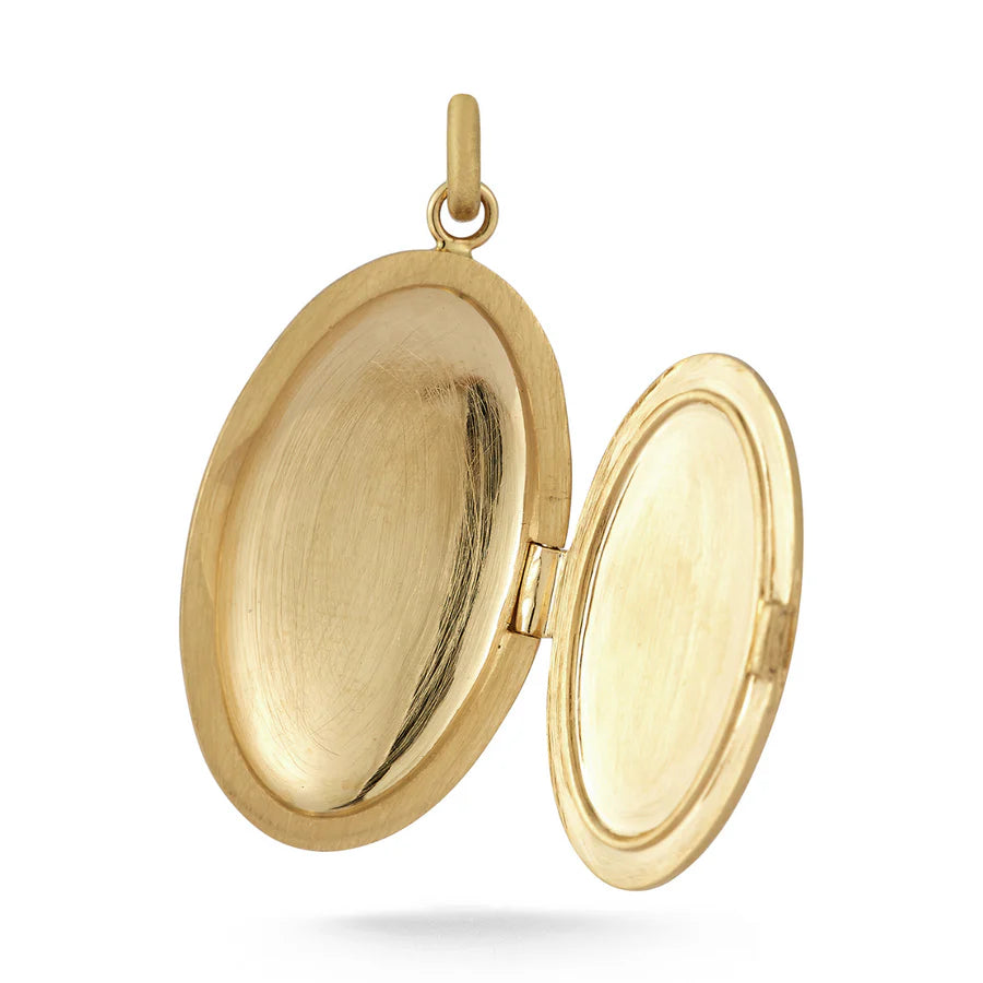 14K Gold Gemstone & Green Enamel Lillian Locket