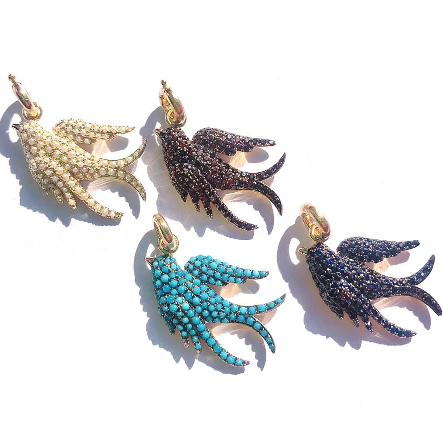 14K Gold & Blue Sapphire Birdie Charm