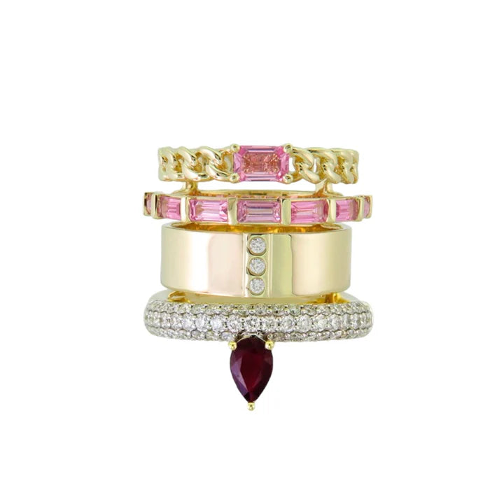 Type Stack Pave Ruby-Pink Sapphire Ring