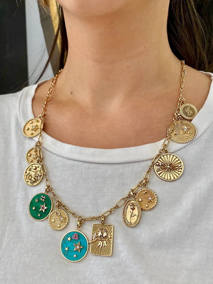 LARGE GEMSTONE ZODIAC CHARM