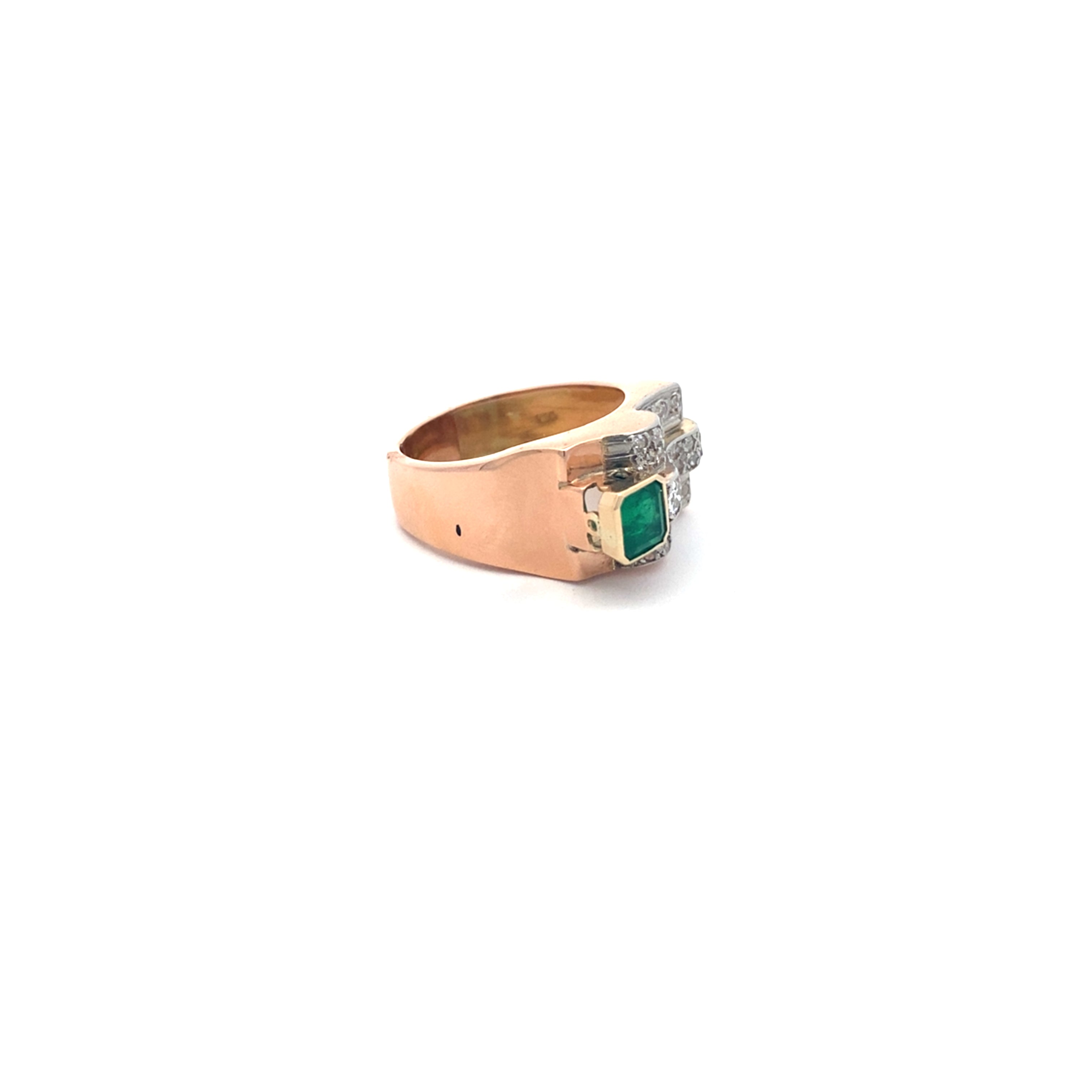 Vintage Retro emerald and diamond ring