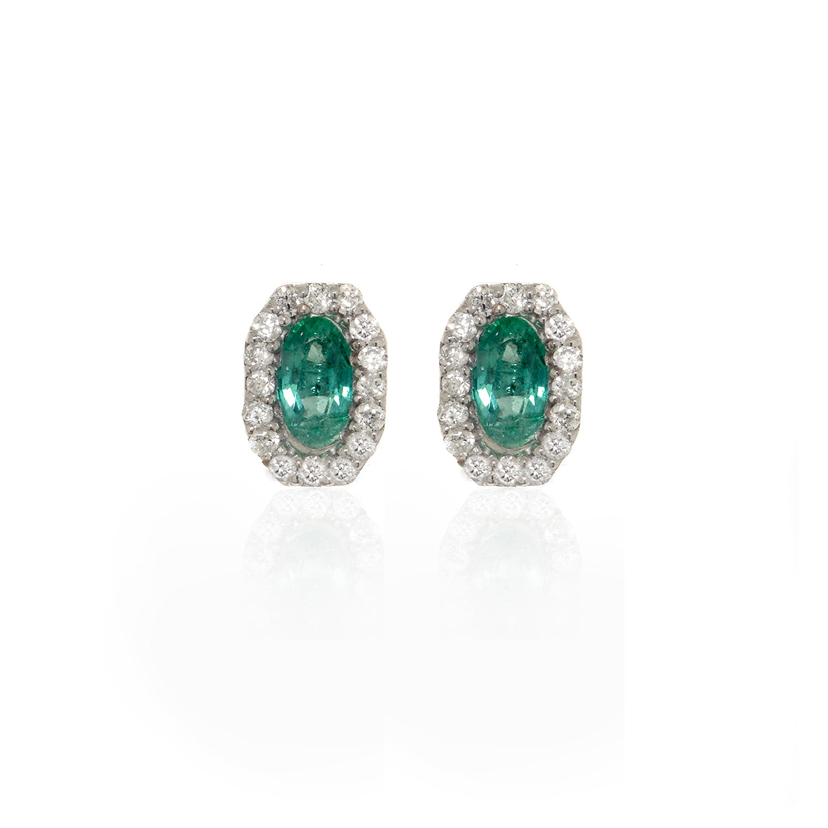 Oval Emerald and Diamond earrings