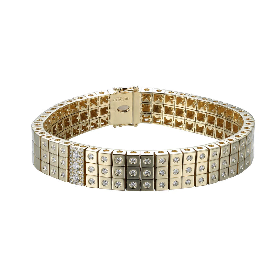 LEGGO 3 Row Diamond Tennis Bracelet