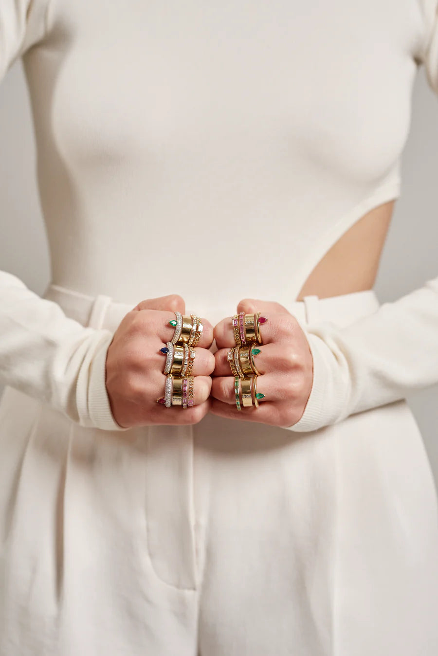 Type Stack Emerald Ring