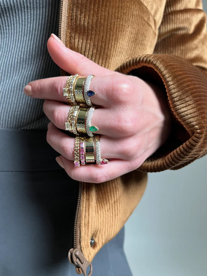 The Pavé Diamonds Type Stack - Ruby and White sapphire