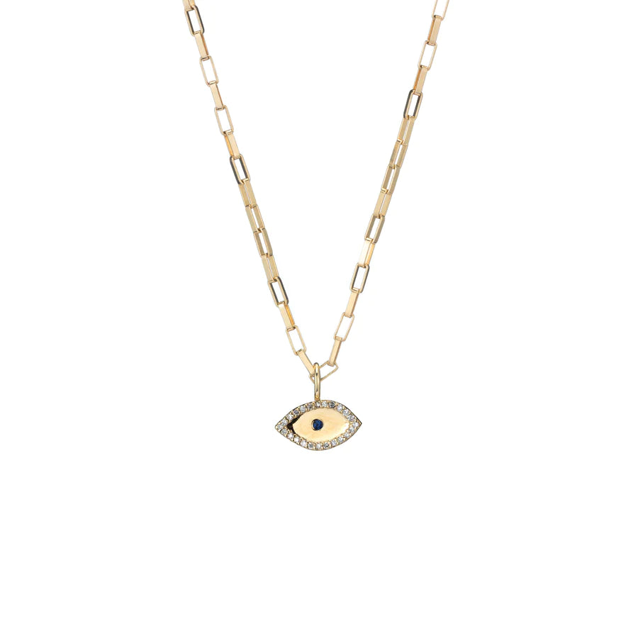 Petite Gold, Diamonds & Sapphire Evil Eye Charm