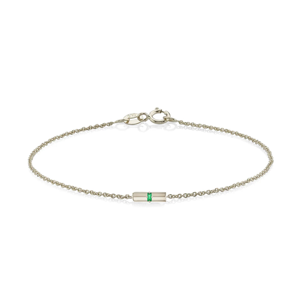 KNIFE EDGE EMERALD BAGUETTE BAR BRACELET