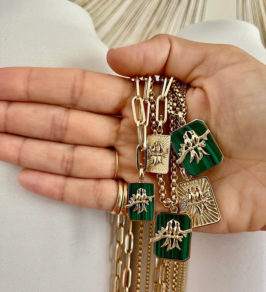 LARGE GOLD LOVEBIRDS CHARM