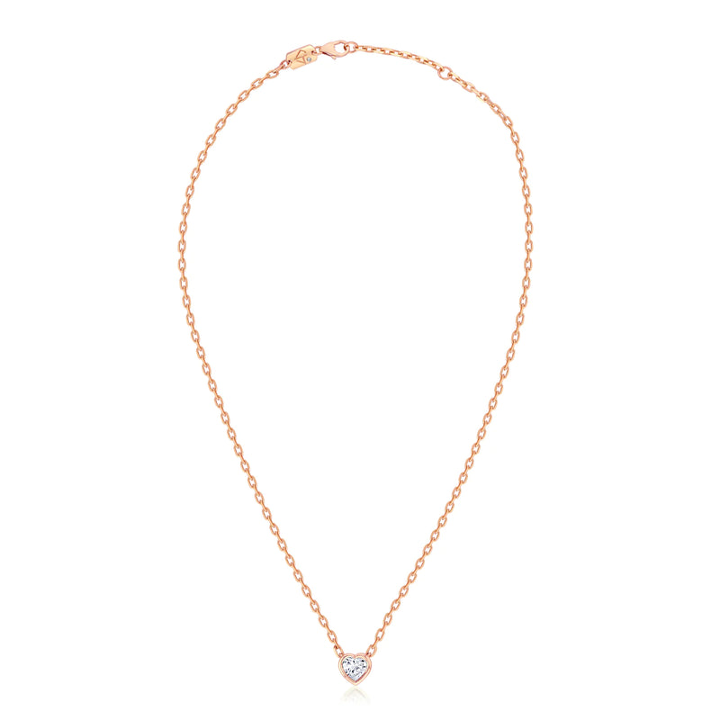 1.00 Carat Bezel Diamond Heart Necklace