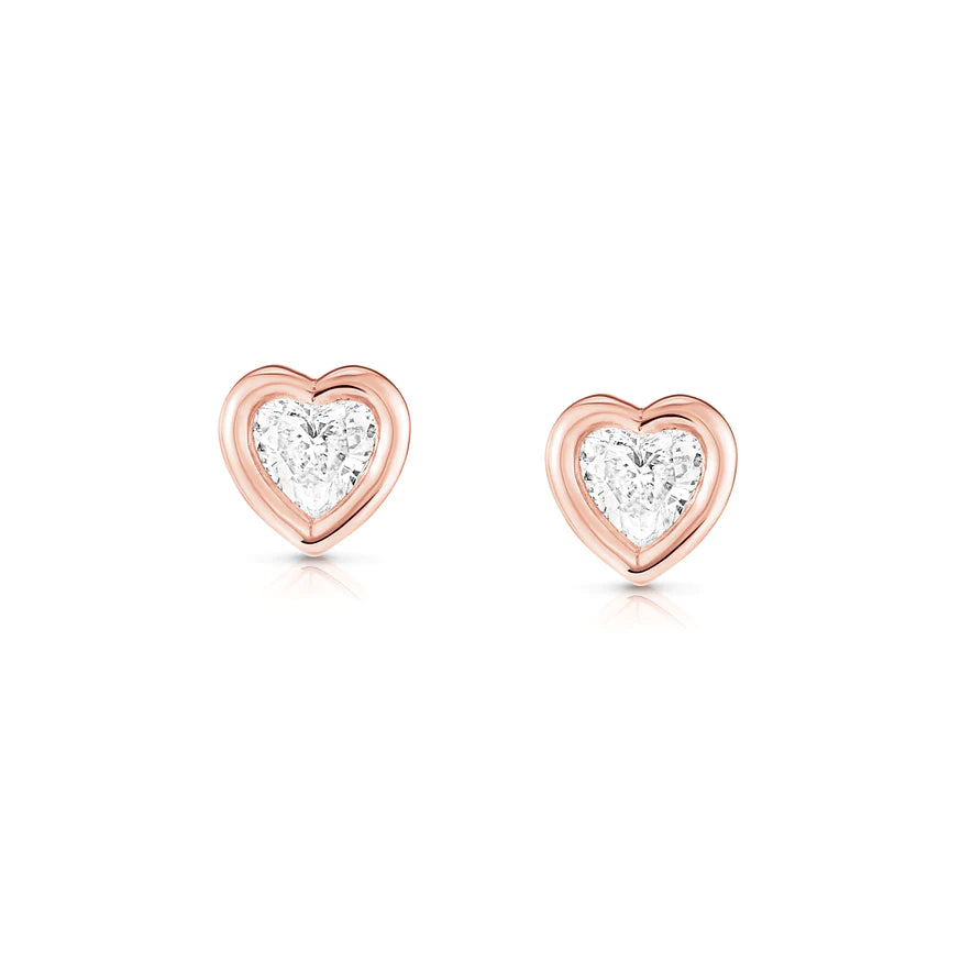 Bezel Heart Studs