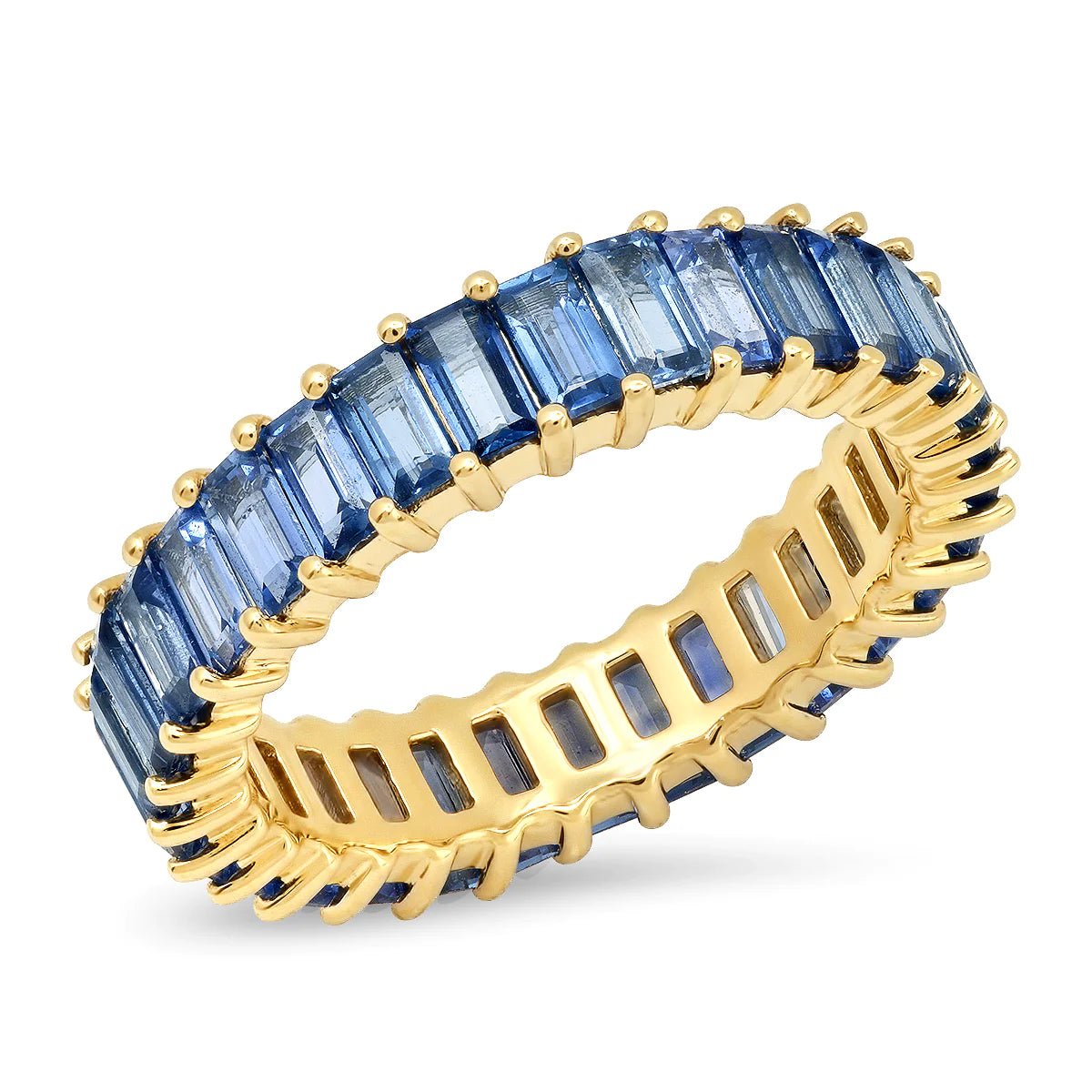 Blue Sapphire Vertical Baguette Ring