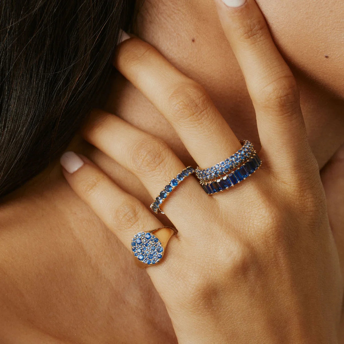 Blue Sapphire Vertical Baguette Ring