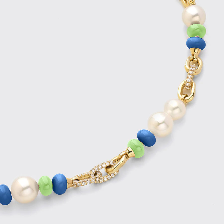 DARK BLUE-LIME GREEN DIAMOND B-BOY CHAIN NECKLACE