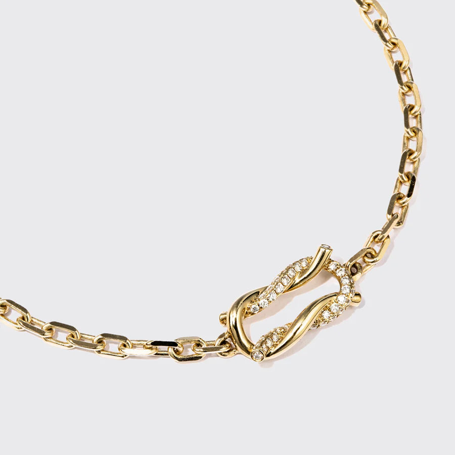 YELLOW GOLD HALF DIAMOND TIES BRACELET