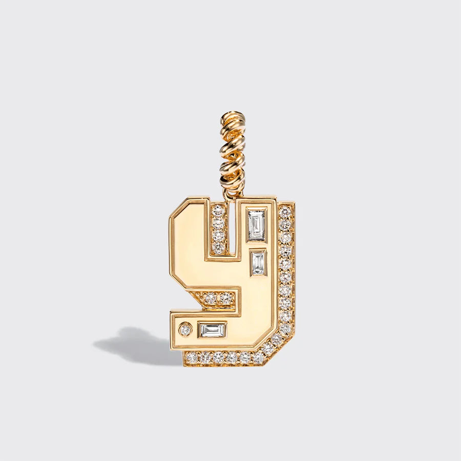 JUMBO YELLOW GOLD DIAMOND LETTER AND NUMBER PENDANT