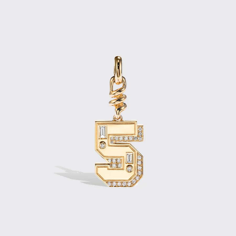 YELLOW GOLD DIAMOND LETTER AND NUMBER CHARM