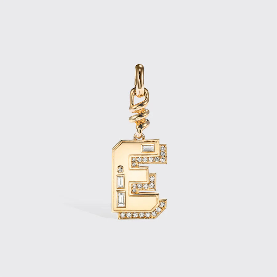 YELLOW GOLD DIAMOND LETTER AND NUMBER CHARM