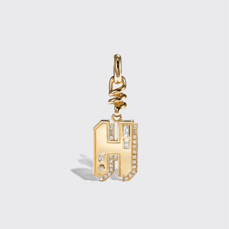 YELLOW GOLD DIAMOND LETTER AND NUMBER CHARM