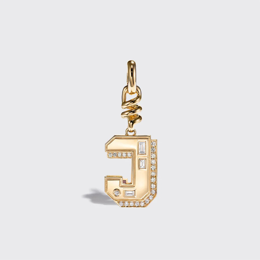 YELLOW GOLD DIAMOND LETTER AND NUMBER CHARM