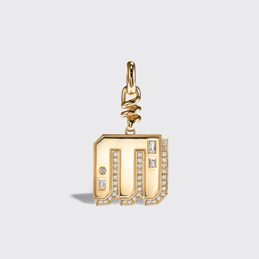 YELLOW GOLD DIAMOND LETTER AND NUMBER CHARM