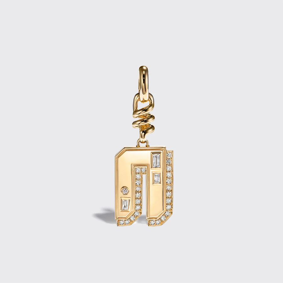 YELLOW GOLD DIAMOND LETTER AND NUMBER CHARM