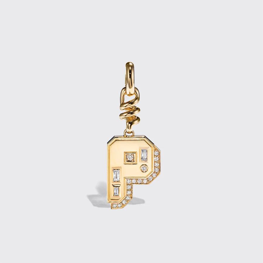 YELLOW GOLD DIAMOND LETTER AND NUMBER CHARM