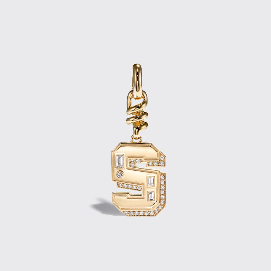 YELLOW GOLD DIAMOND LETTER AND NUMBER CHARM