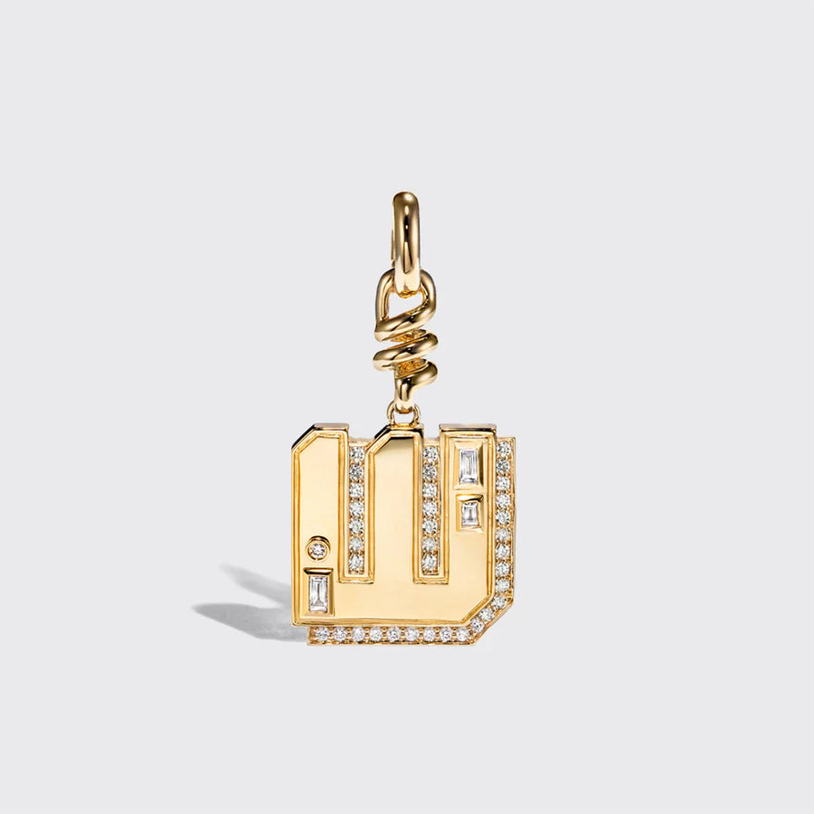 YELLOW GOLD DIAMOND LETTER AND NUMBER CHARM