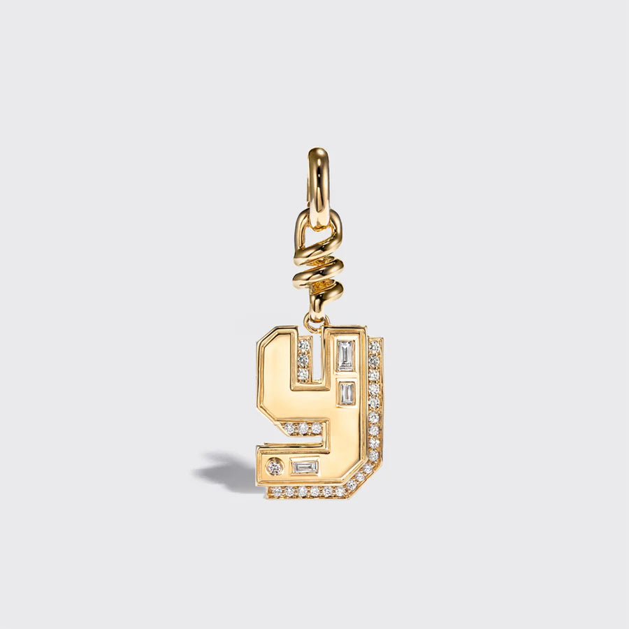 YELLOW GOLD DIAMOND LETTER AND NUMBER CHARM