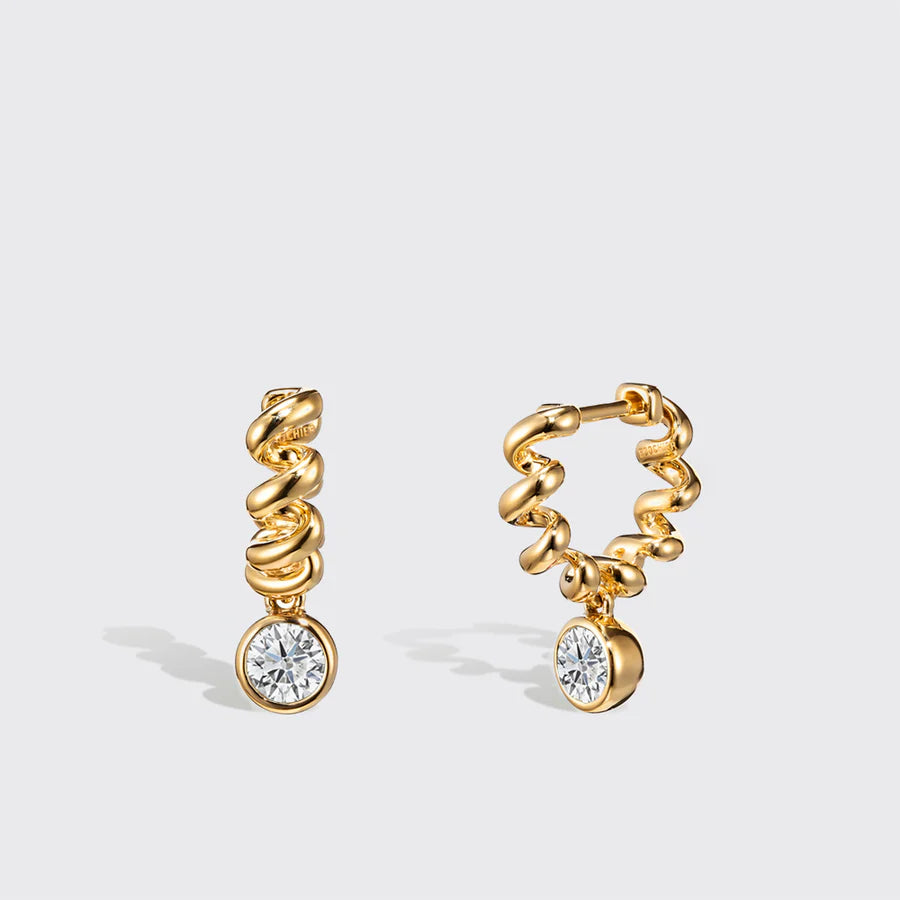 YELLOW GOLD SLINKEE DROPS EARRINGS