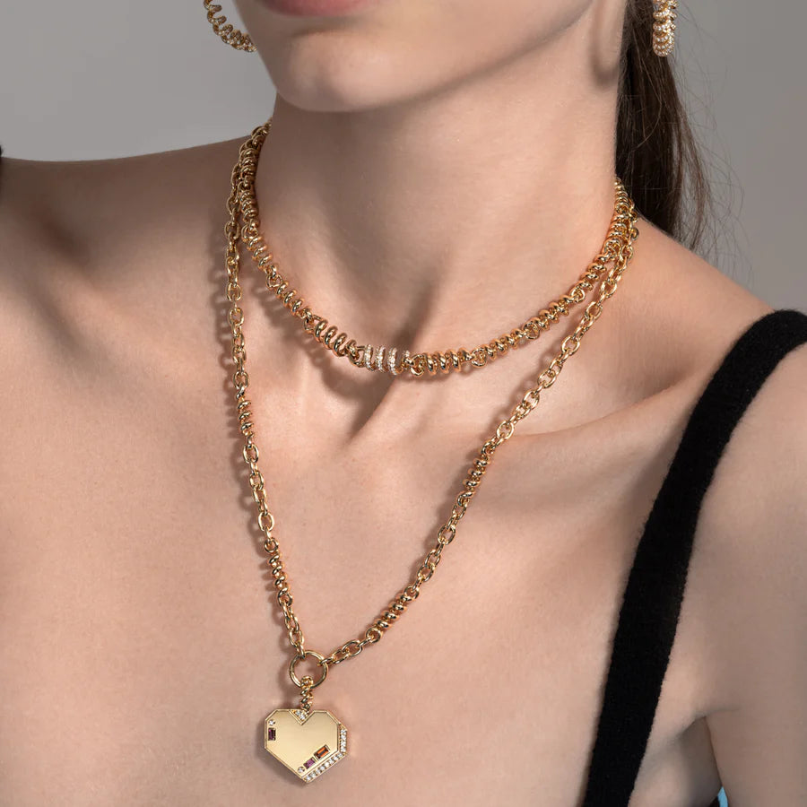 YELLOW GOLD SINGLE DIAMOND SLINKEE NECKLACE