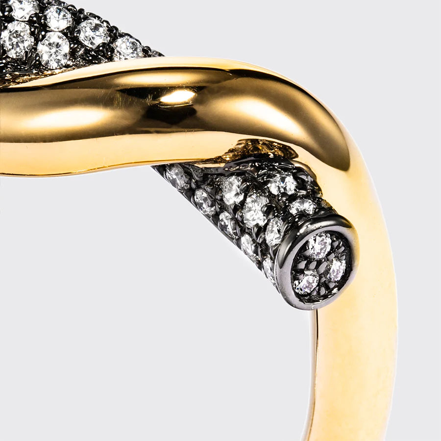 BLACK GOLD-GOLD HALF DIAMOND TIES RING