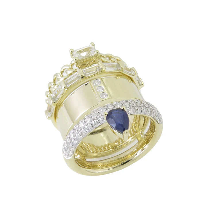 Type Stack Pave Blue Sapphire Ring