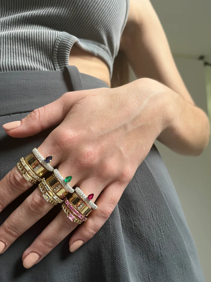 The Pavé Diamonds Type Stack - Ruby and White sapphire