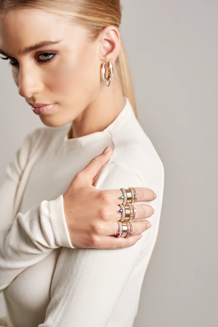 Type Stack Pave Ruby-Pink Sapphire Ring