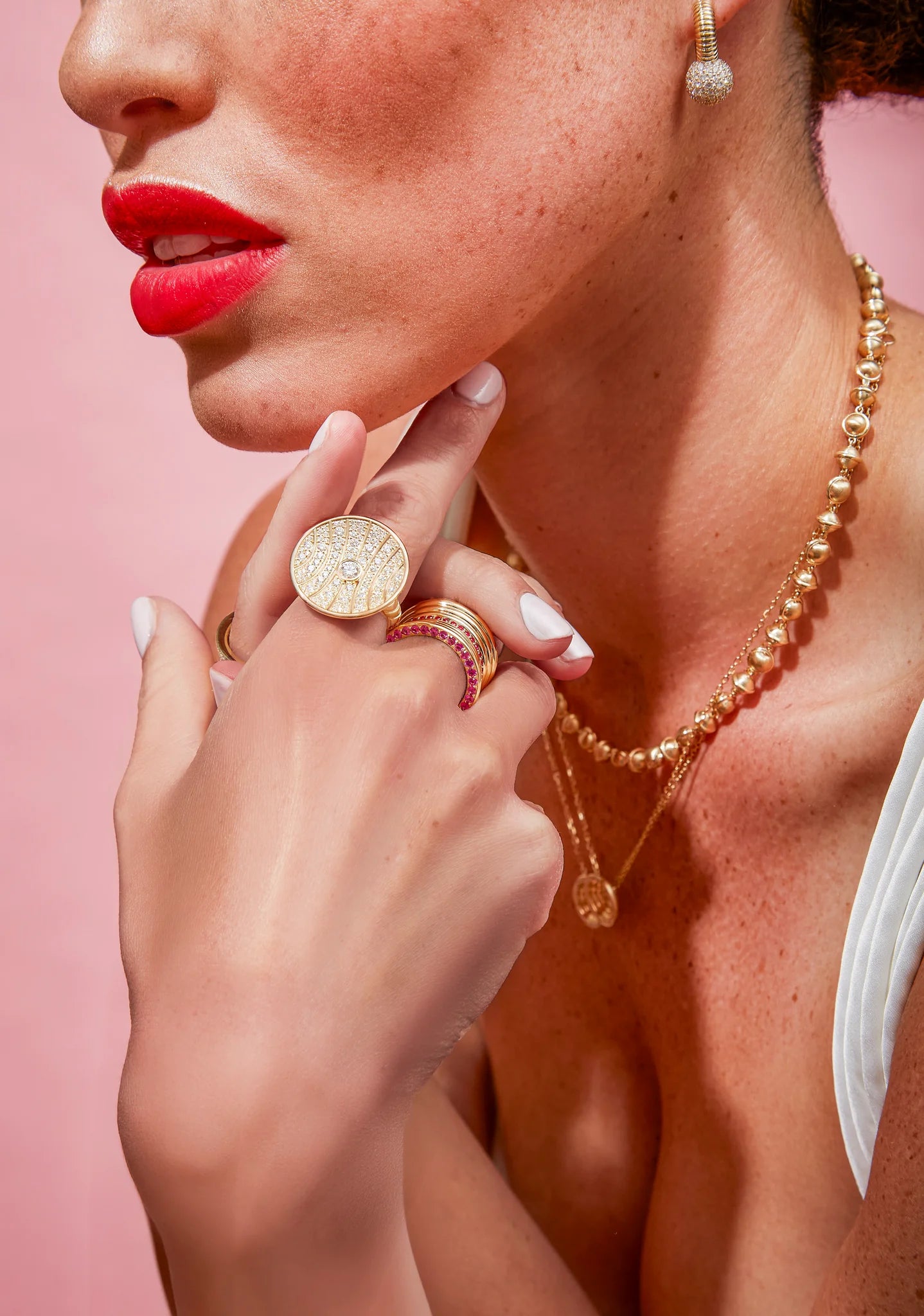 Revel Small Bead Necklace - Ruby & Pink Sapphire