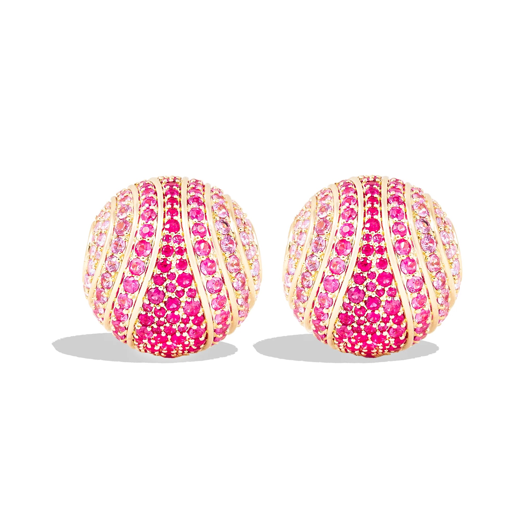 Revel Large Bead Huggie - Ruby & Pink Sapphire