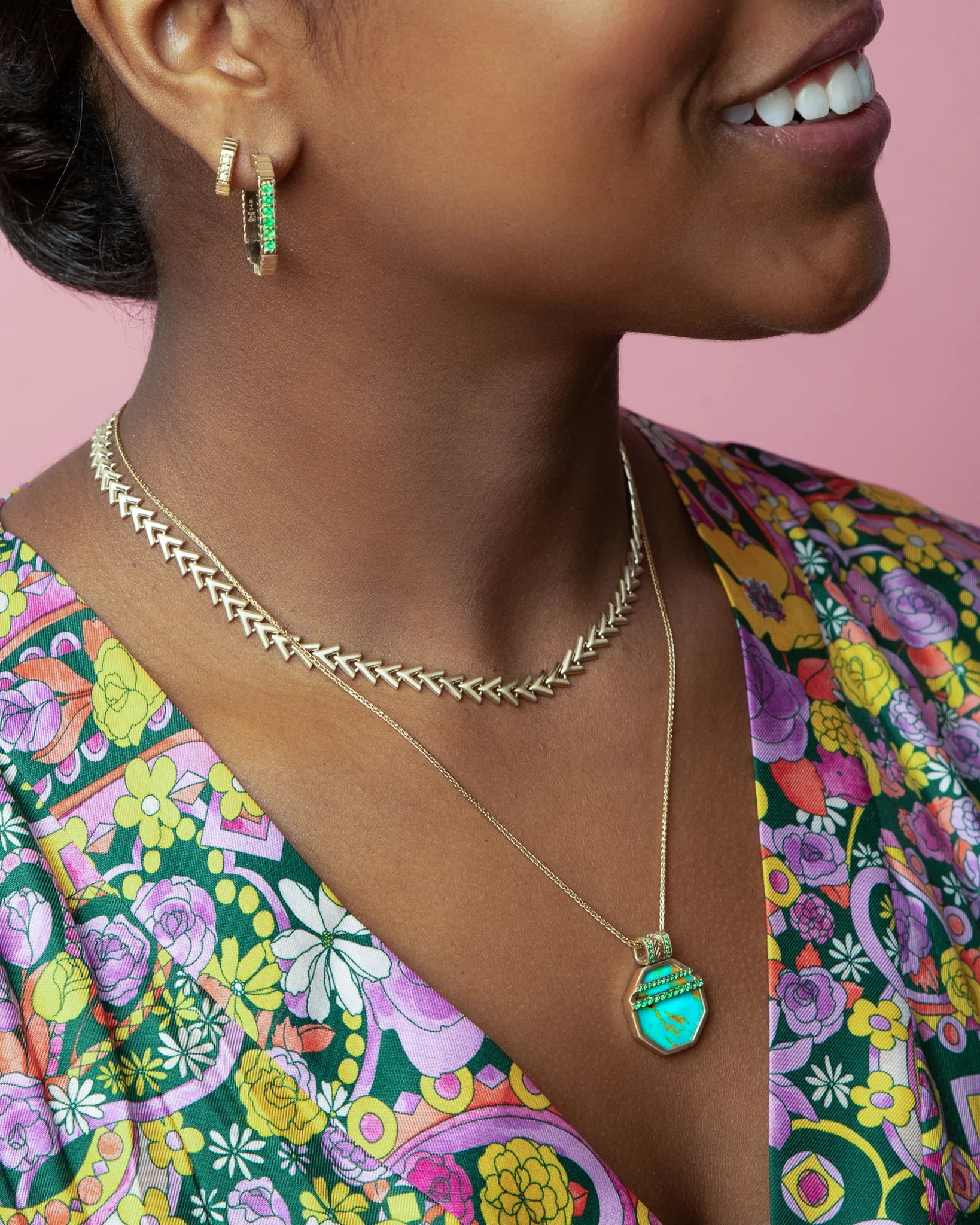 Spark Chevron Link Necklace - Gold