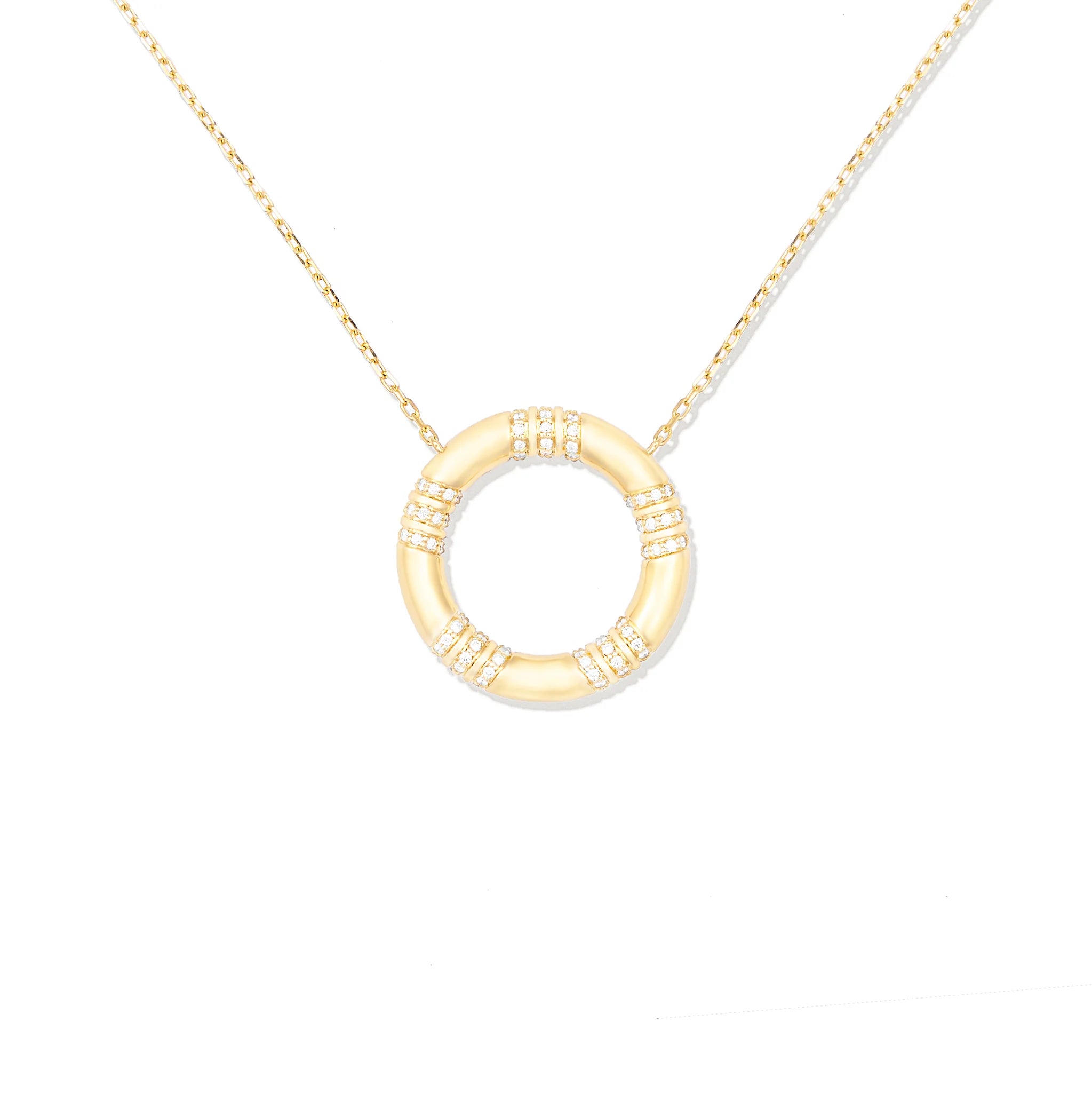Crew Large Circle Pendant Necklace - Diamond